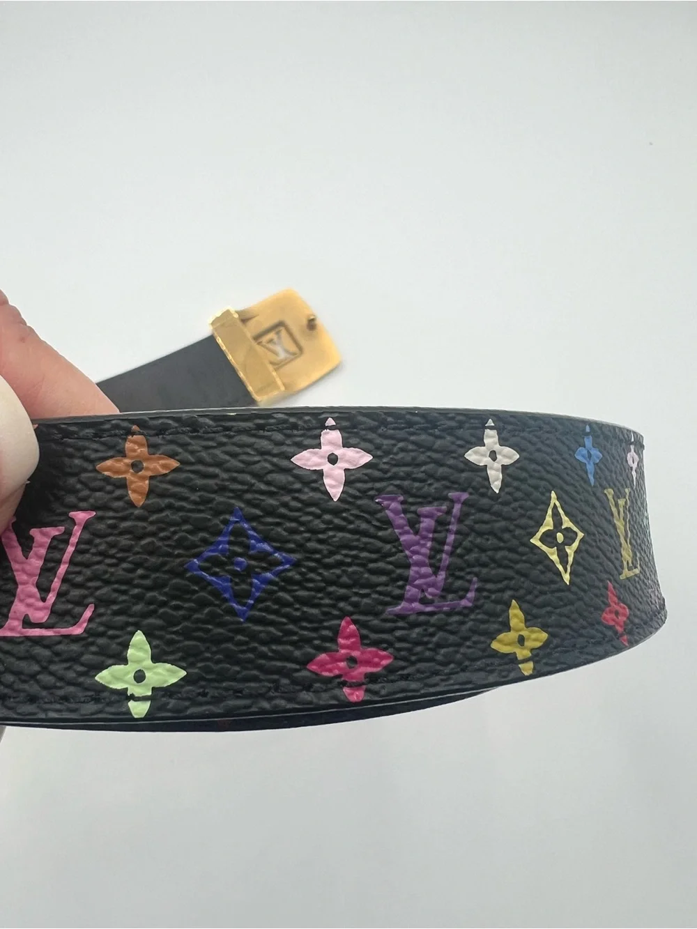 Louis Vuitton Takashi Murakami x LV Black Monogram Multicolore belt with COA